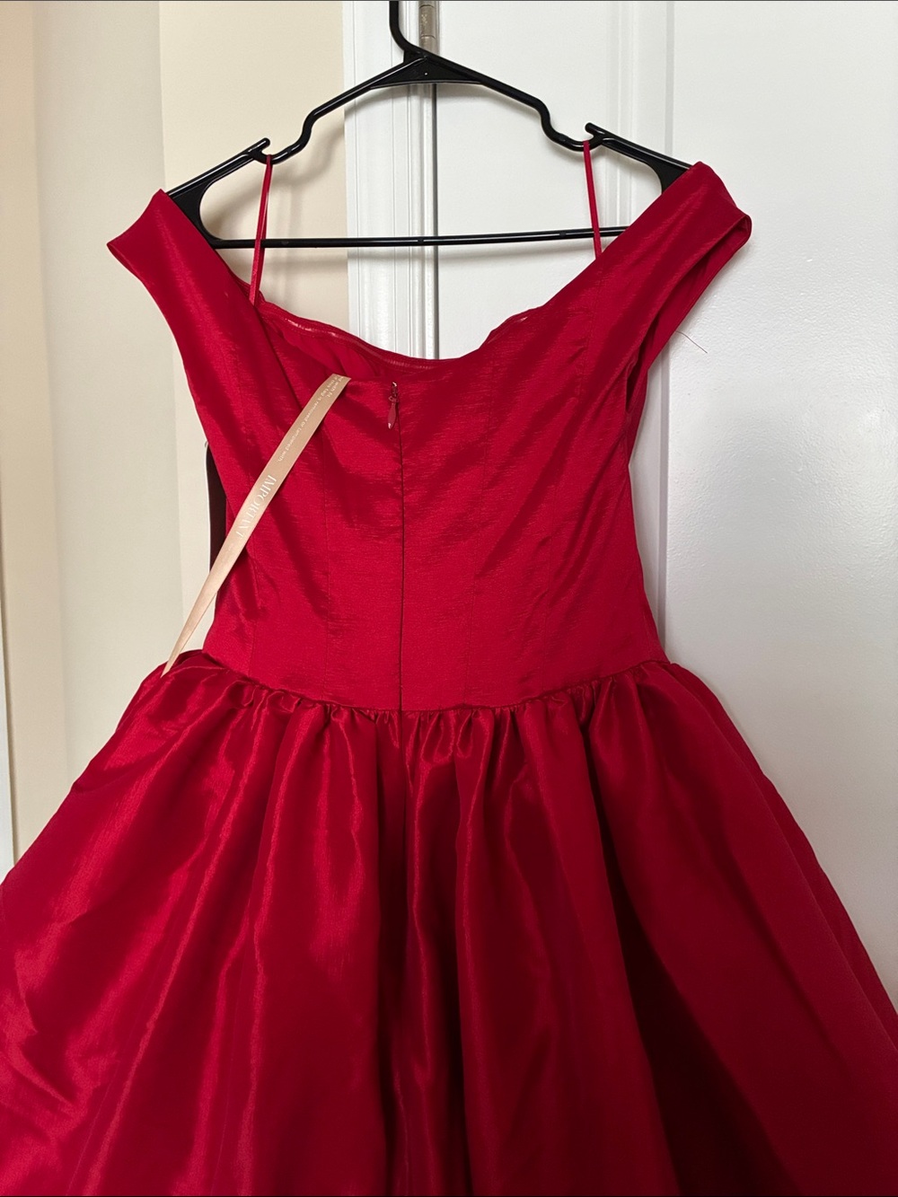 Meshki Red Off-Shoulder High-Low Ball Skirt; Meshki Amelia Bubble Maxi Dress - Picture 6 of 7